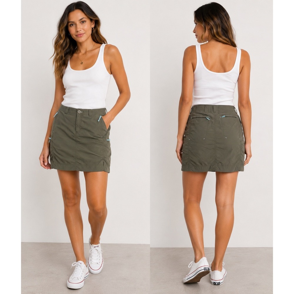 Eddie Bauer Travex Skort Womens 4 Olive Green Hiking Outdoor Travel Nylon Skirt